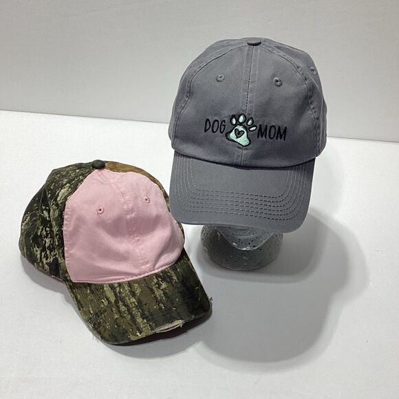 Ladies Hat Lot Ladies Fit Brand Camo Hat and Open Road Brand Dog Mom Hat - Picture 1 of 15